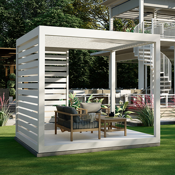 K-BANA manual louvered pergola with integrated floor option - Azenco